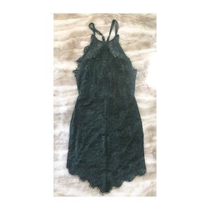 Free People Emerald Green Lace Mini Dress - Size S